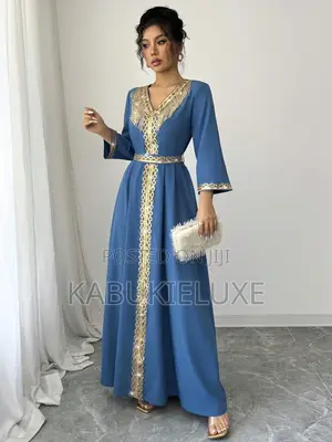 Elegant Royal Blue Embellished Maxi Dress