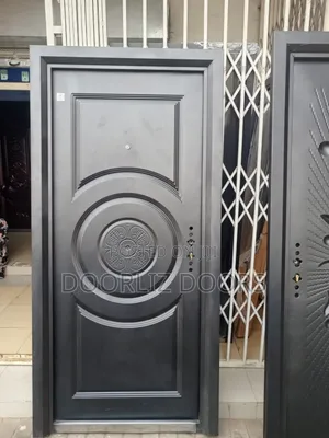 Single Black Security Door With Keys, Frames And Handles