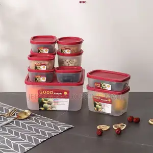 Good Keeper Airtight Plastic Food Storage Container Set With Red Lids