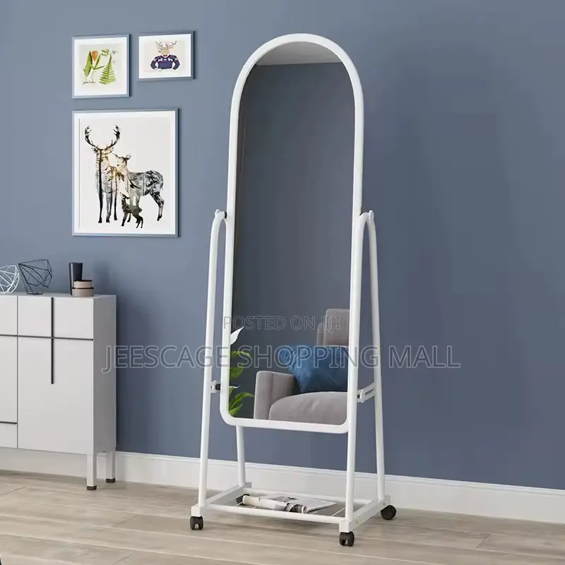 Modern Full-Length Mirror With Storage Rack