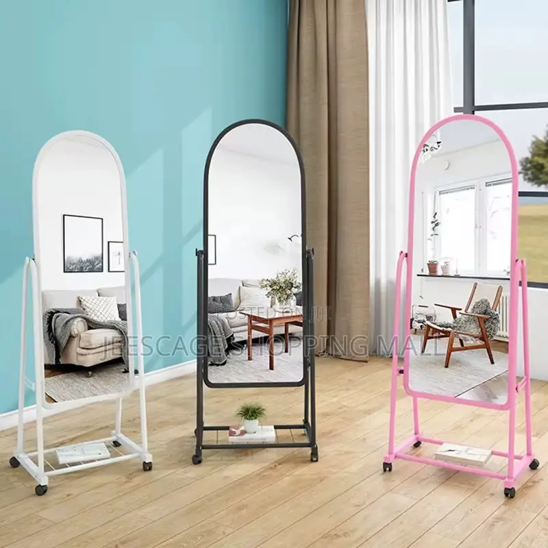 Modern Full-Length Mirror With Storage Rack