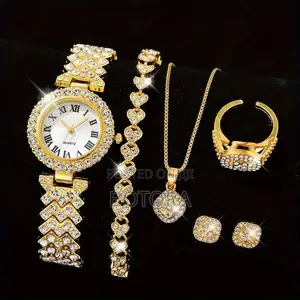 5-in-1 Women’S Gold Watch Set – Box Included