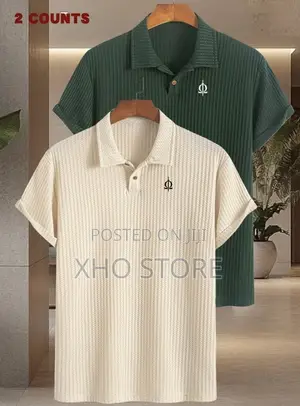 Summer Men's Shirt Textured Jacquard Short Sleeve Polo Shirts