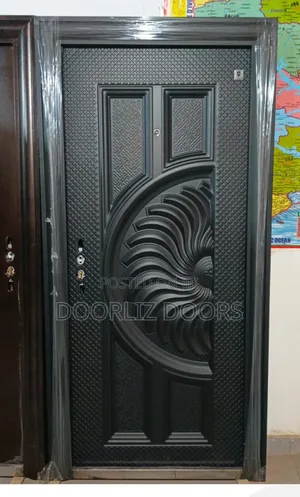 Black Elegant Security Door With Accessories