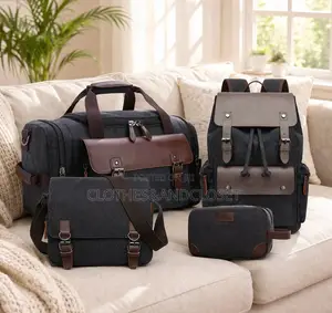 4-Piece Vintage Canvas Travel Bag Set