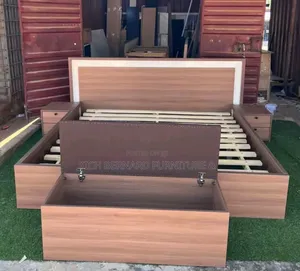 Modern Laminated Queen Size Bed With Ottoman