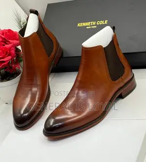 Keneth Cole Brown Leather Elastic Men’S Boot