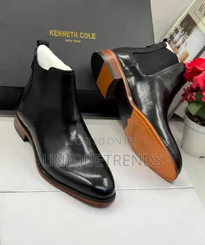 Quality Kenneth Cole Leather Chelsea Boots (Black)