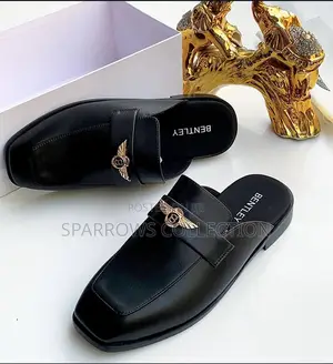 Black Bentley Leather Mules Half Shoe