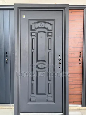Single Black Security Door With Accessories