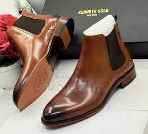 High Quality Kennth Cole Leather Chelsea Boots (Brown)