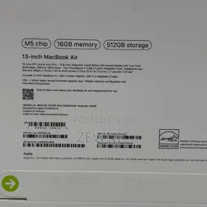 New Laptop Apple MacBook Air 2026 M5 16GB Apple M5 SSD 512GB