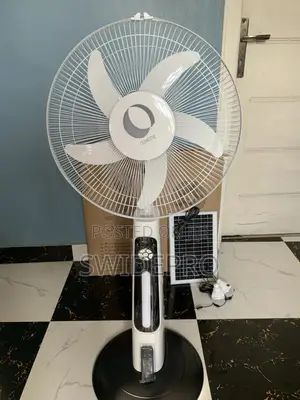Rechargeable Solar Fan 18 Inches + Bulbs  ,Remote and Adapter