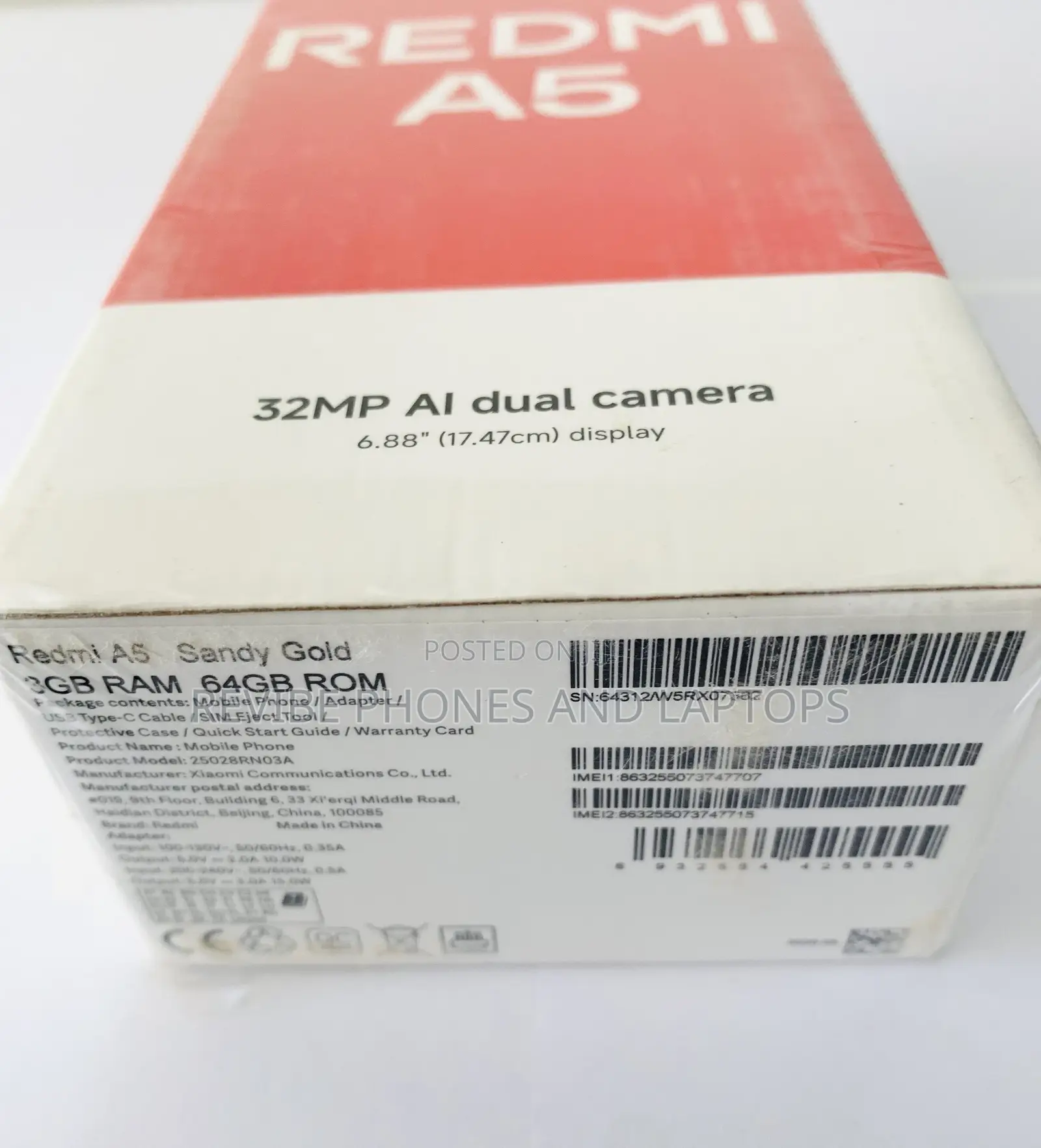New Xiaomi Redmi A5 4G 64 GB Gold
