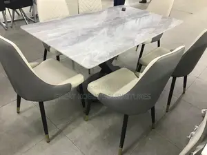 Marble Dining Table With Six Chairs (F15)