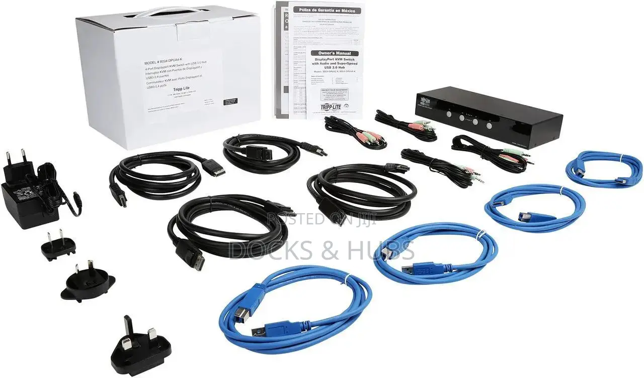 Tripp Lite 4-Port Displayport KVM Switch With Audio Usb 3.0 Hub