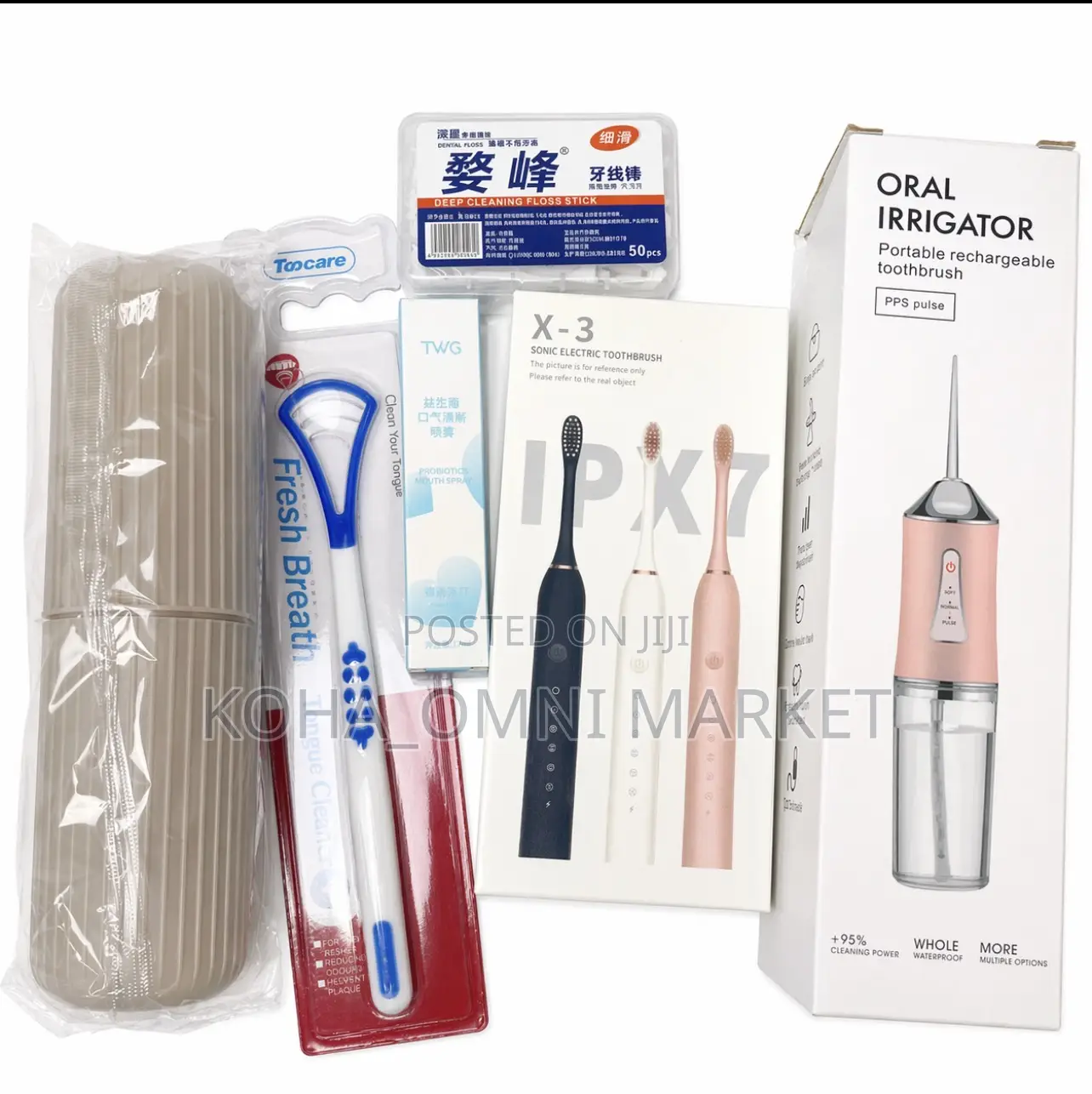 Oral Care Set- Oral Irrigator/Electric Brush/ Tongue Scrapper+ Others