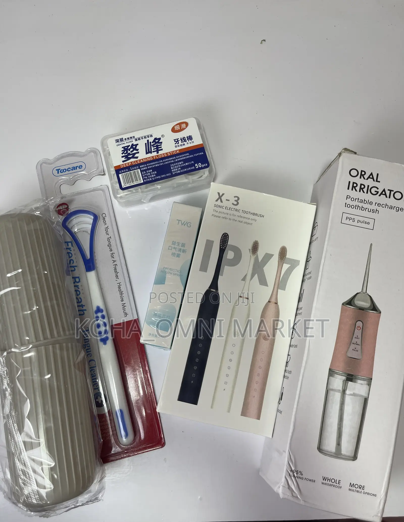 Oral Care Set- Oral Irrigator/Electric Brush/ Tongue Scrapper+ Others