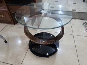 Beautiful Rounded Glass Side Table by an Autistic Interlock Wood Base