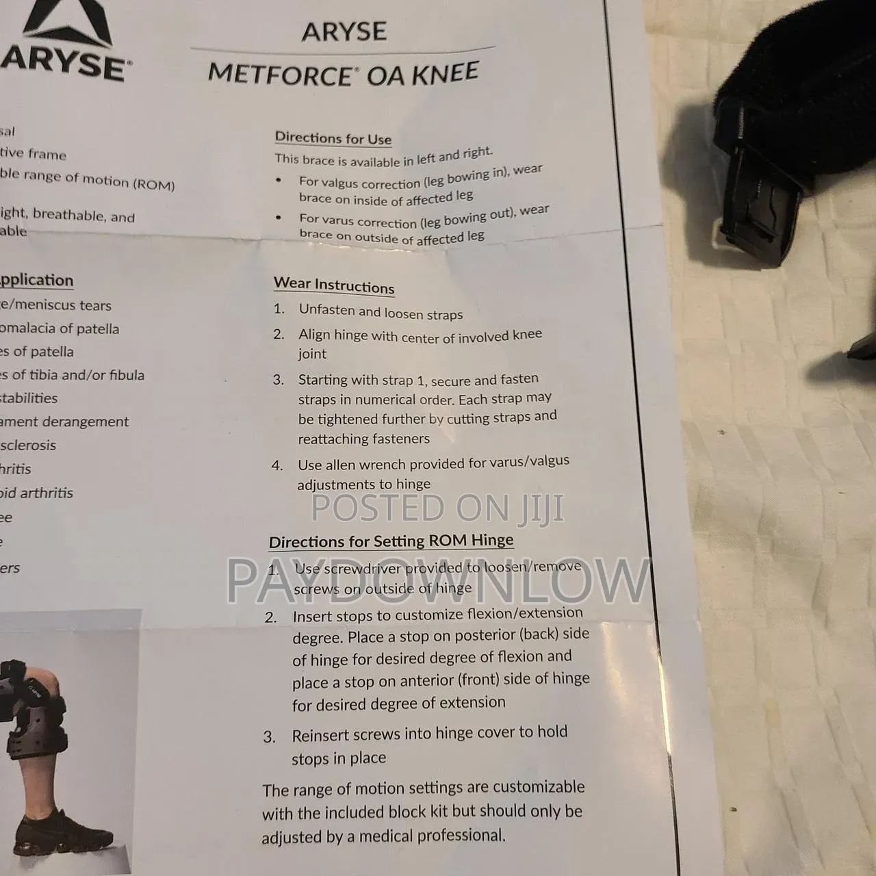 Aryse Metforce Adjustable Oa Knee Brace - New