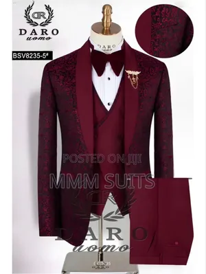 Classic 3-Piece Designer Men's Suit With in Burgundy and Wine Colour