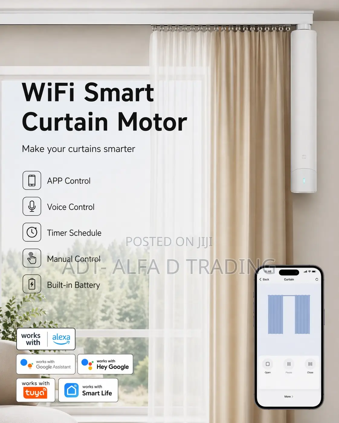 Wifi Smart Curtains Motor With 5.2 Meter Rail Track