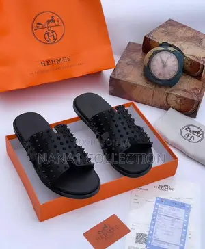 Men’S Genuine Leather Hermes Slippers