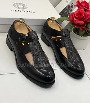 Black Leather Men's Monk Strap Shoes