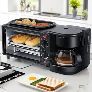 3-in-1 Breakfast Maker – Mini Oven, Coffee Maker Grill Pan