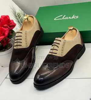 Clarks Classic Leather-Suede Brogue Shoes