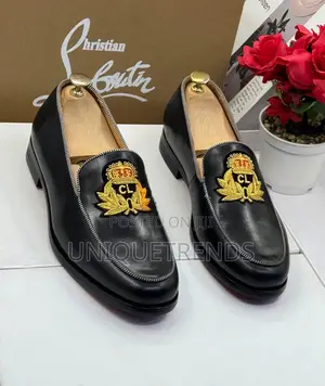 Classic Christian Louboutin Black Leather Loafers