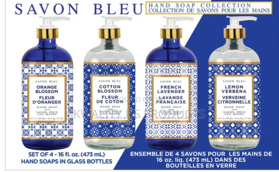 Savon Bleu Hand Soap Collection In Glass Bottles - 4 Pack