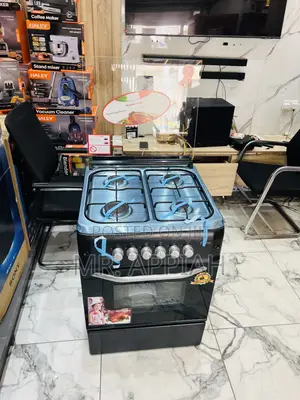 Premium Ferre 60x60cm Gas Oven 4 Burner With Grill(Black) 