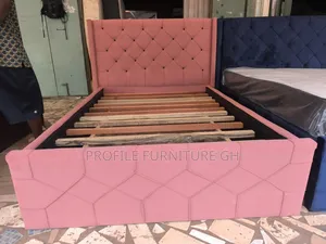 Baby Pink Suede Fabric Bedframe