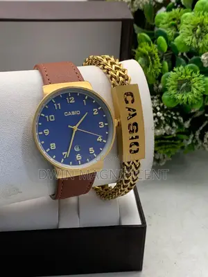 Gold Casio MTP-V002gl-7b2 Analog Watch + Bracelet