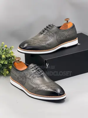 Men’S Grey Leather Dress Shoes