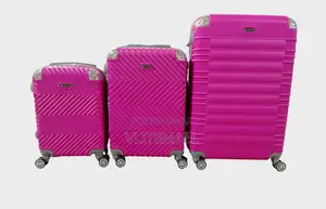 3-Piece Hot Pink Hard-Shell Travel Luggage Set