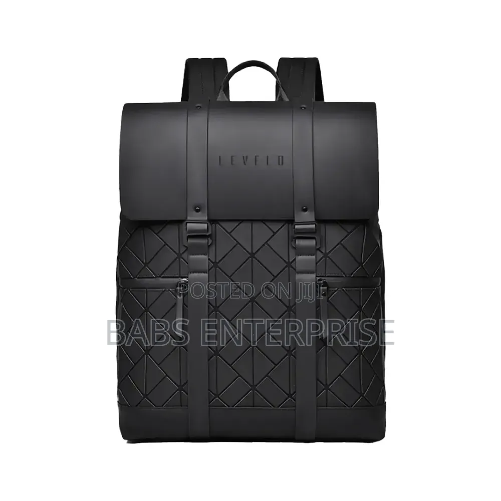 Levelo Caen Pu Leather Travel Backpack – Black