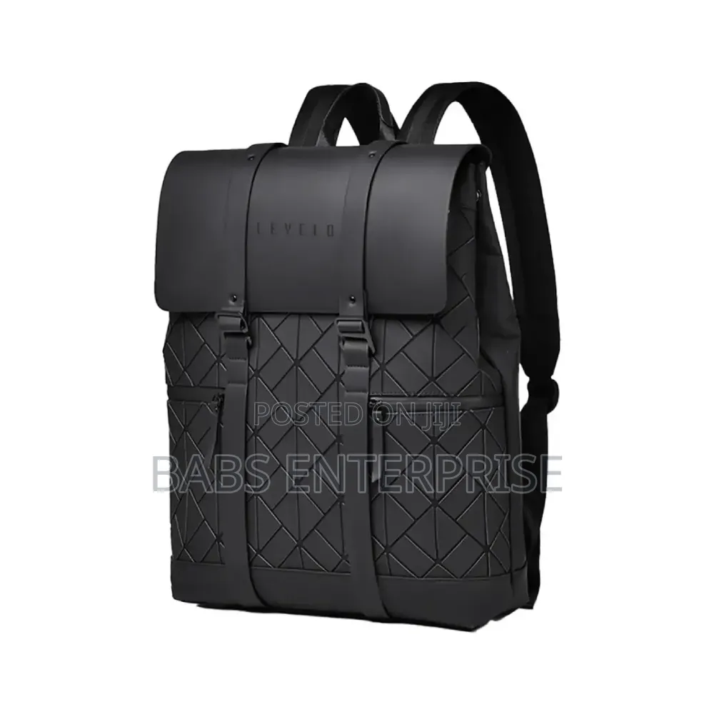 Levelo Caen Pu Leather Travel Backpack – Black