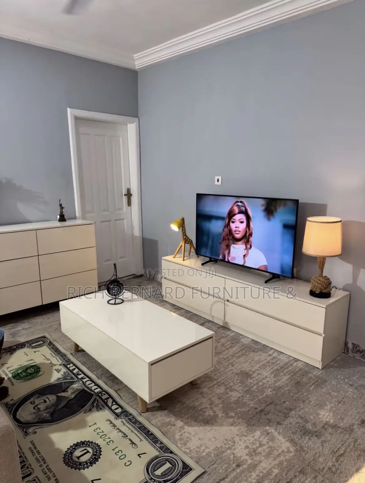 Living Home Set : 6 Feet Tv Stand + Center Table + 6 Drawer Chest