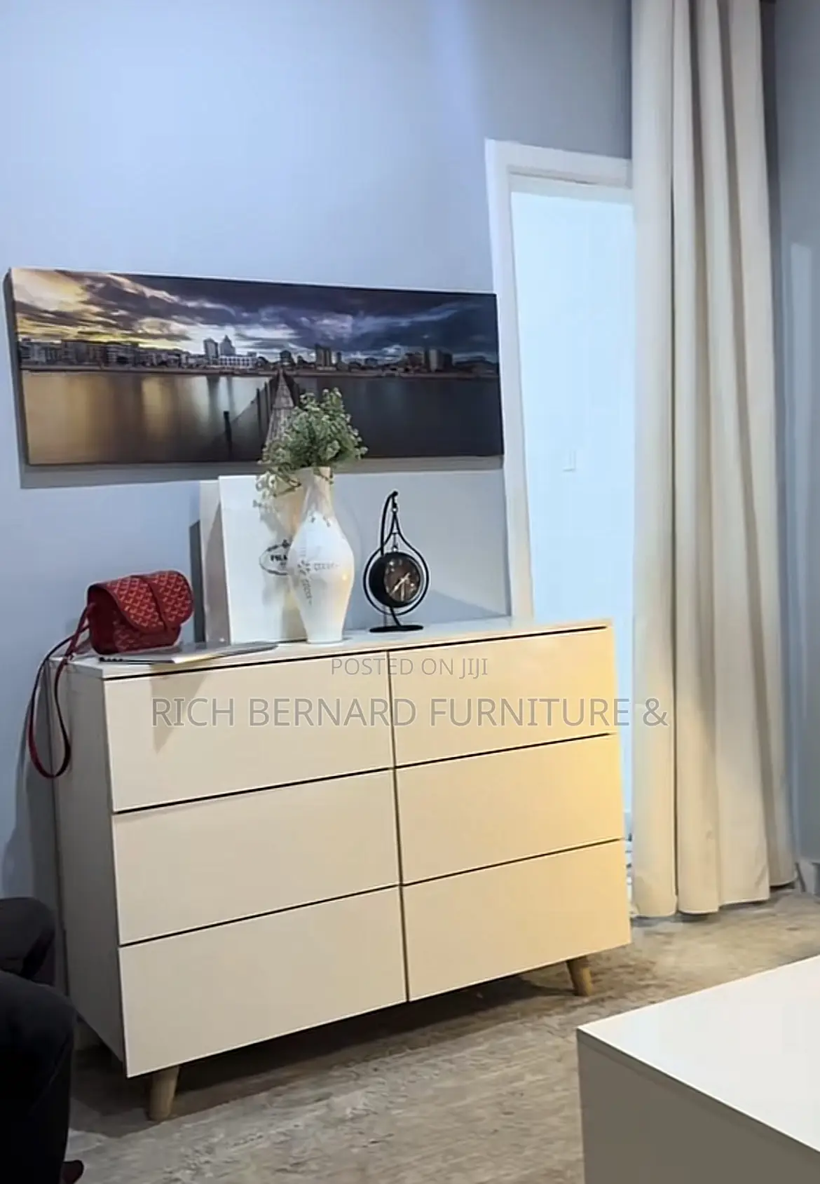Living Home Set : 6 Feet Tv Stand + Center Table + 6 Drawer Chest