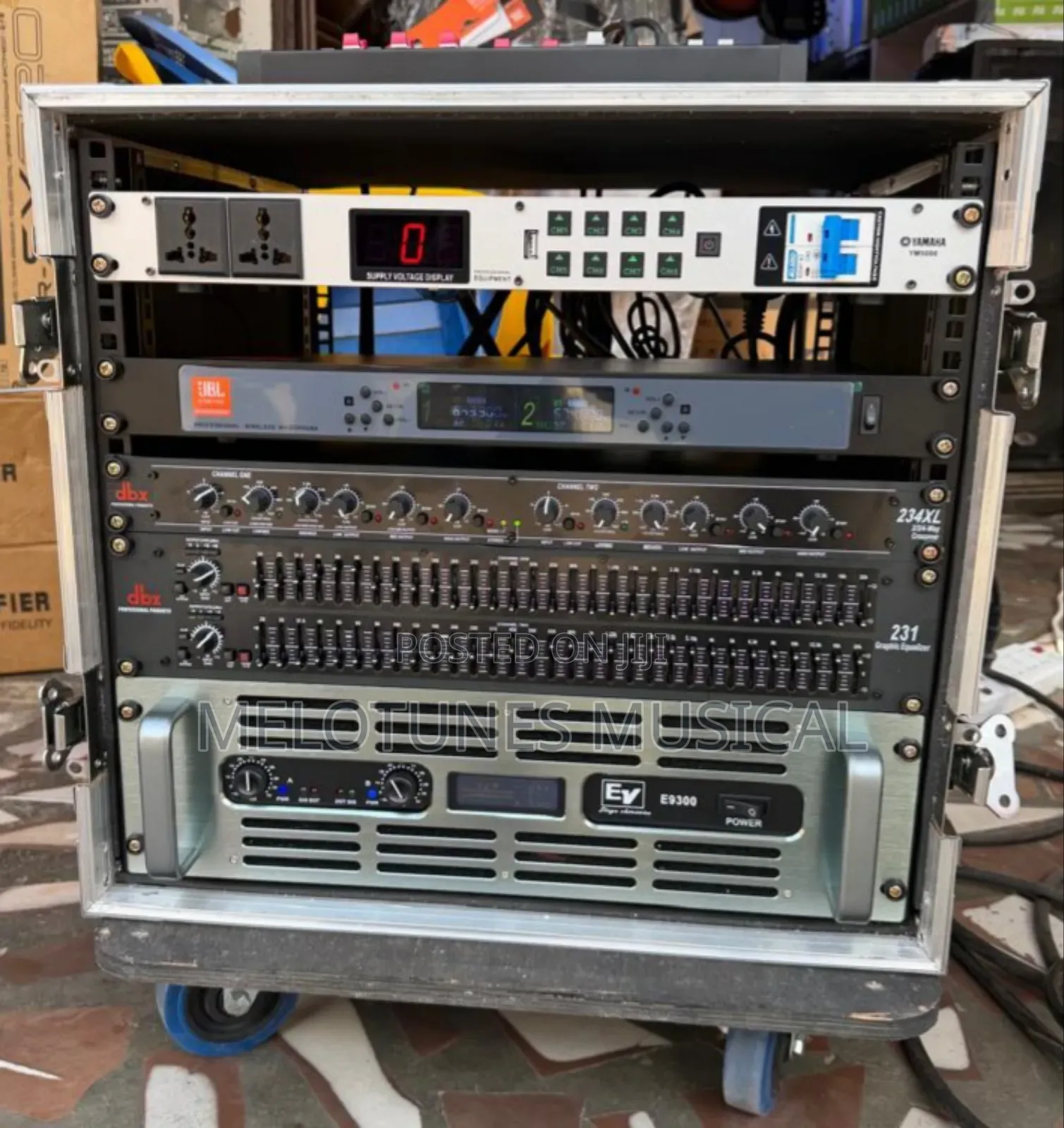 Ev Full Range and Ev Single Bass Setup With Amplifier Rack Set