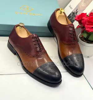 Men's Multicolor Leather Cap Toe Brogue Oxford Dress Shoes