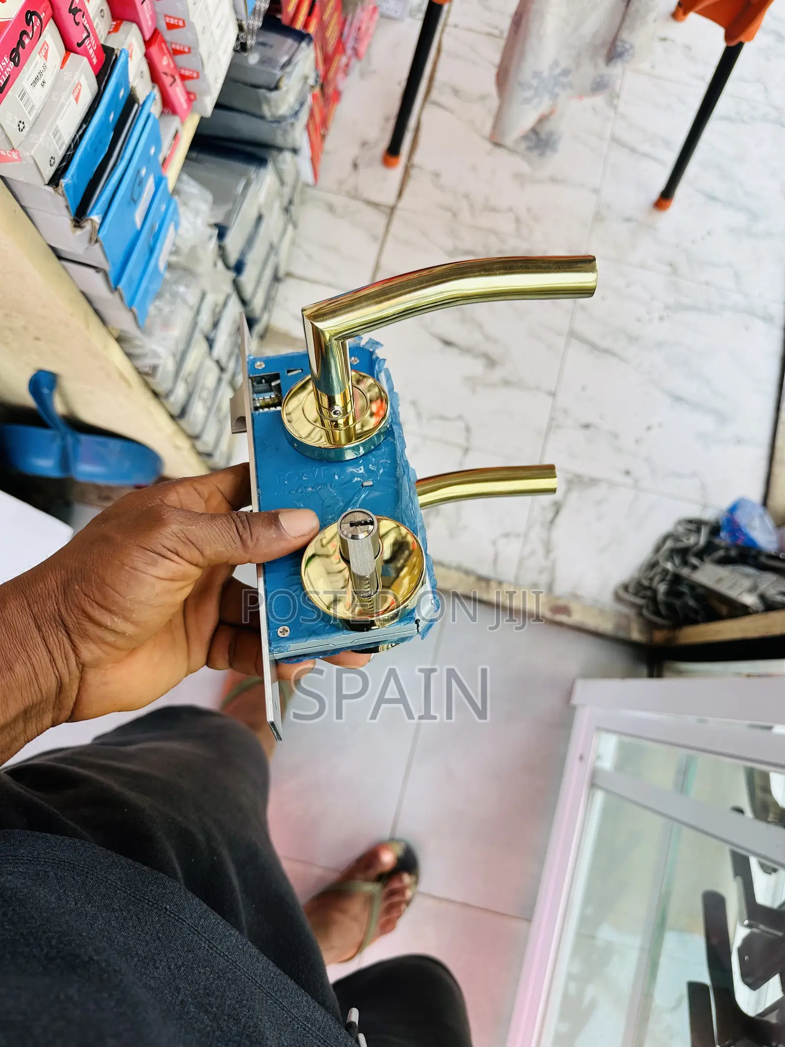 Gold Separate Door Locks With Handles (Door Lock)