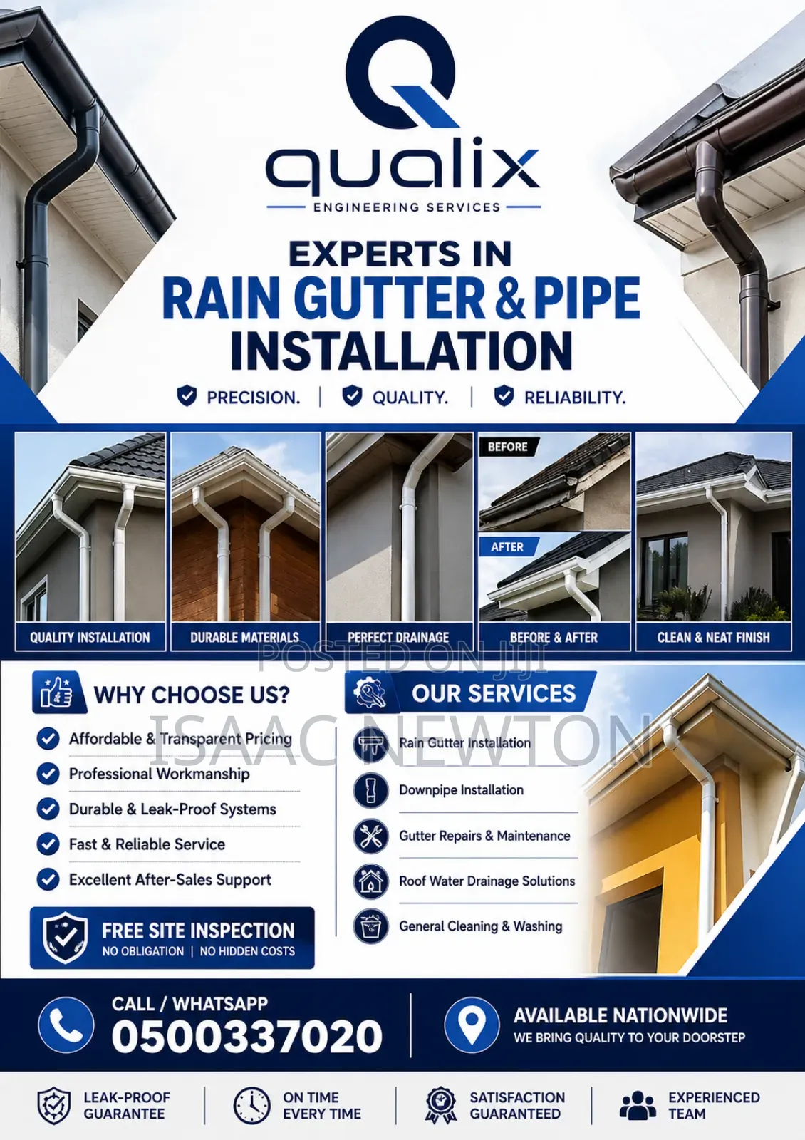 Rain Gutter and Pipes Installations
