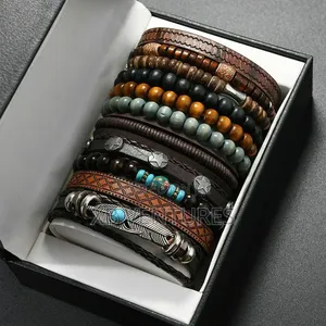 11 PCS Alloy Wood Bead Bracelets Set Hand Bracelet