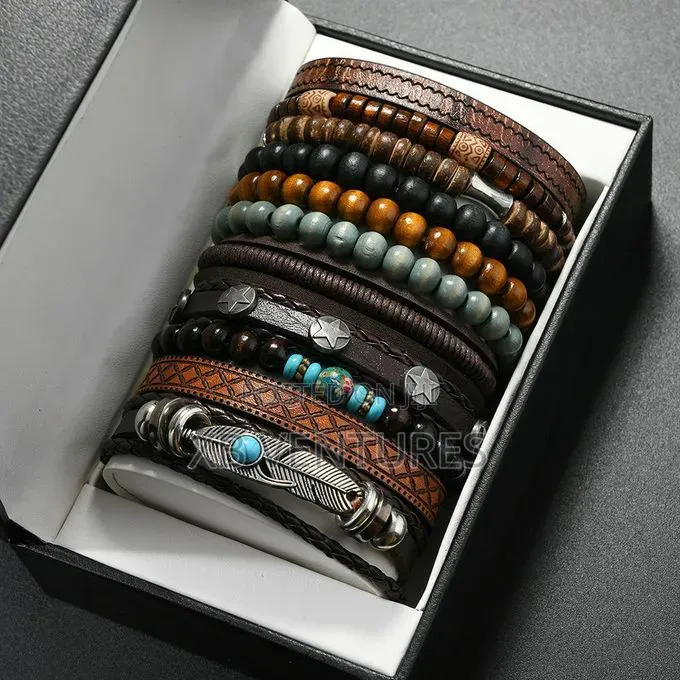 11 PCS Alloy Wood Bead Bracelets Set Hand Bracelet