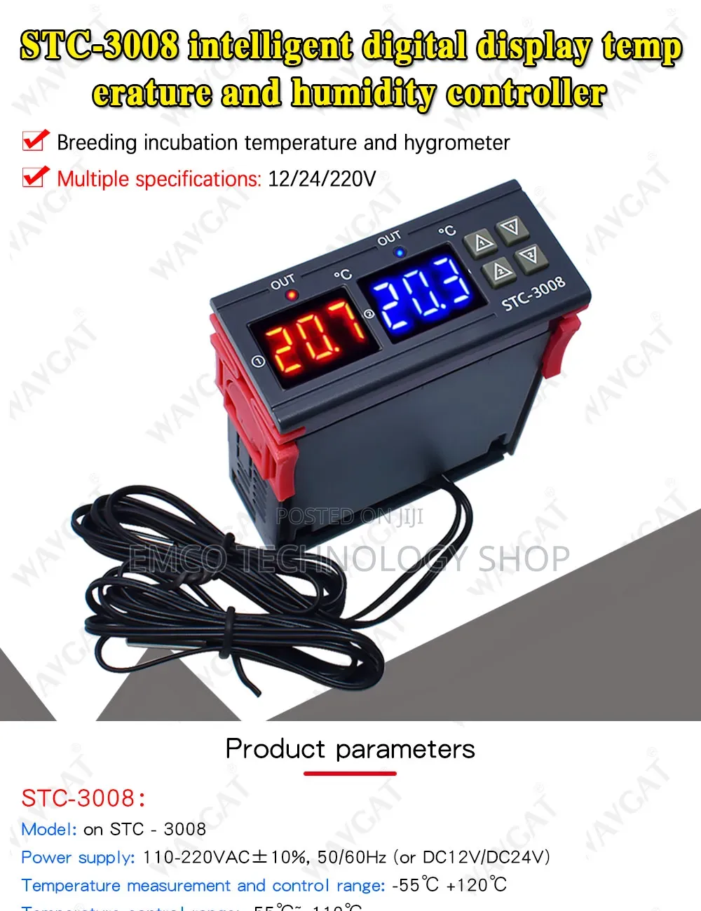 220v STC-3028 Digital Temperature and Humidity Thermostat Dual Display