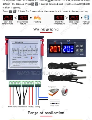 220v STC-3028 Digital Temperature and Humidity Thermostat Dual Display