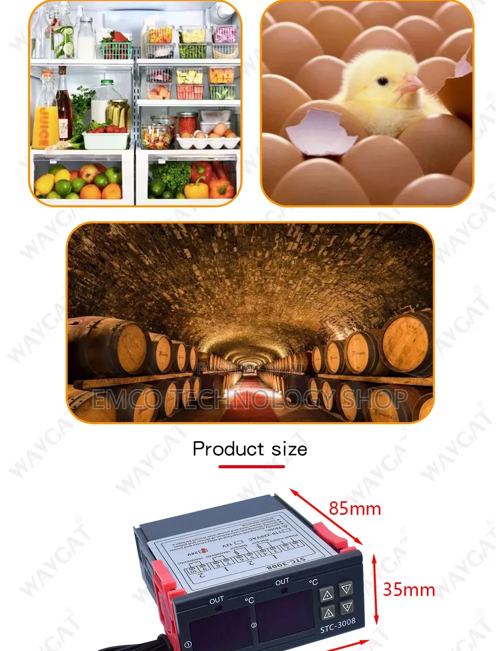 220v STC-3028 Digital Temperature and Humidity Thermostat Dual Display